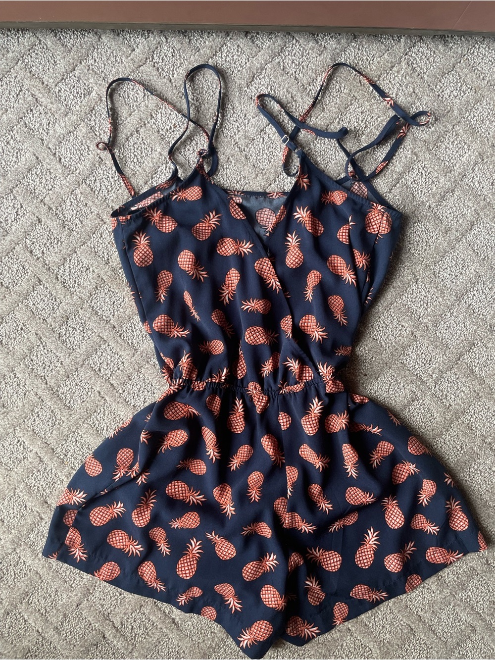 Girls Navy Pineapple Print Romper